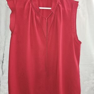 H&M Sleeveless Tie-Neck Blouse in Vibrant Red